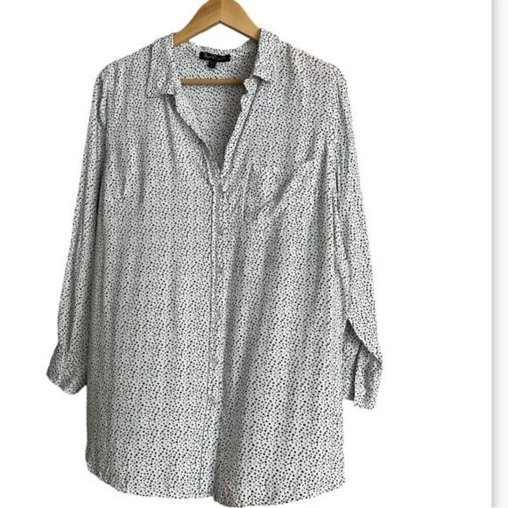 velvet heart white button down shirt with black polka dots size 1X